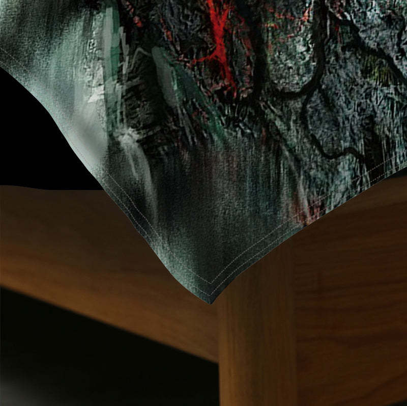 Fire Dragon Spouting Fire Print 4-Piece Duvet Cover Set with Flat Sheet 2 Pillowcases