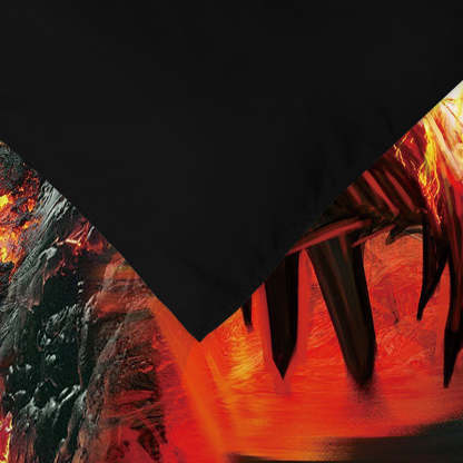 Fire Dragon Spouting Fire Print 4-Piece Duvet Cover Set with Flat Sheet 2 Pillowcases