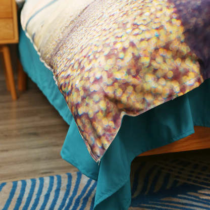 Beach Bedding Set, Drift Message Bottle on Sand Printed 4-Piece Duvet Cover Set Microfiber with Flat Sheet 2 Pillowcases