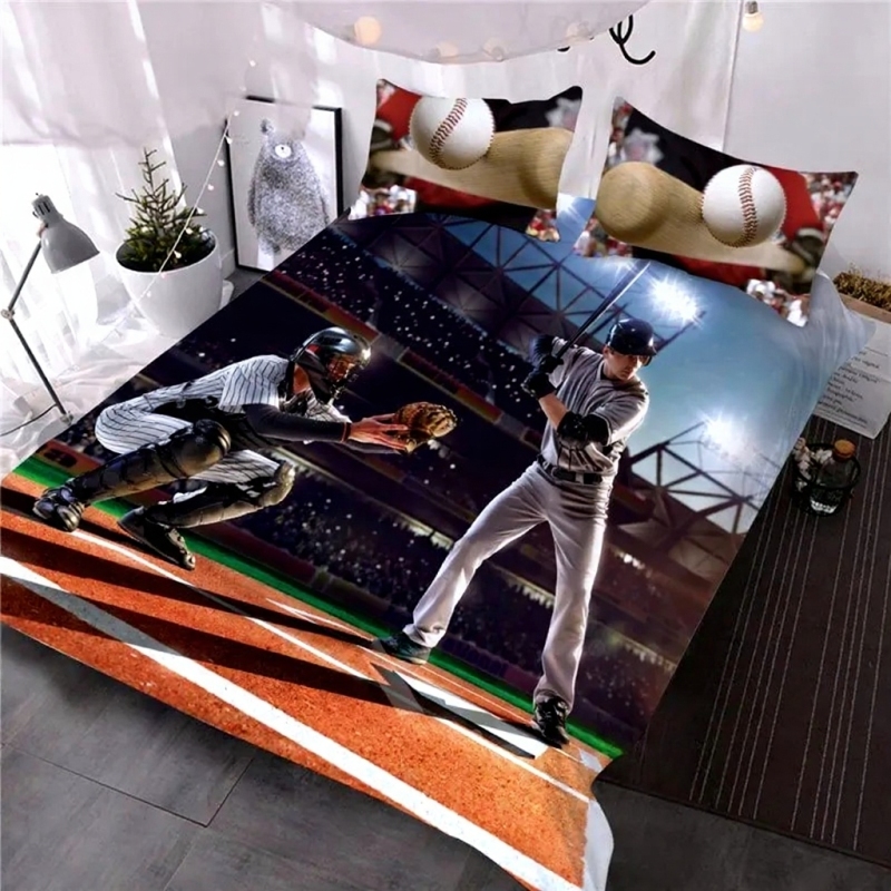 Baseball Player on the Filed 3D Printed 3-Piece Comforter Set Ultra-soft Bedding Set
