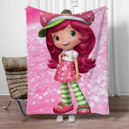 Soft Funny Throw Blanket Strawberry Shortcake Microfiber Blanket King Size Designer For Sofa Luxury Home Interior Blankets For Adults Knee