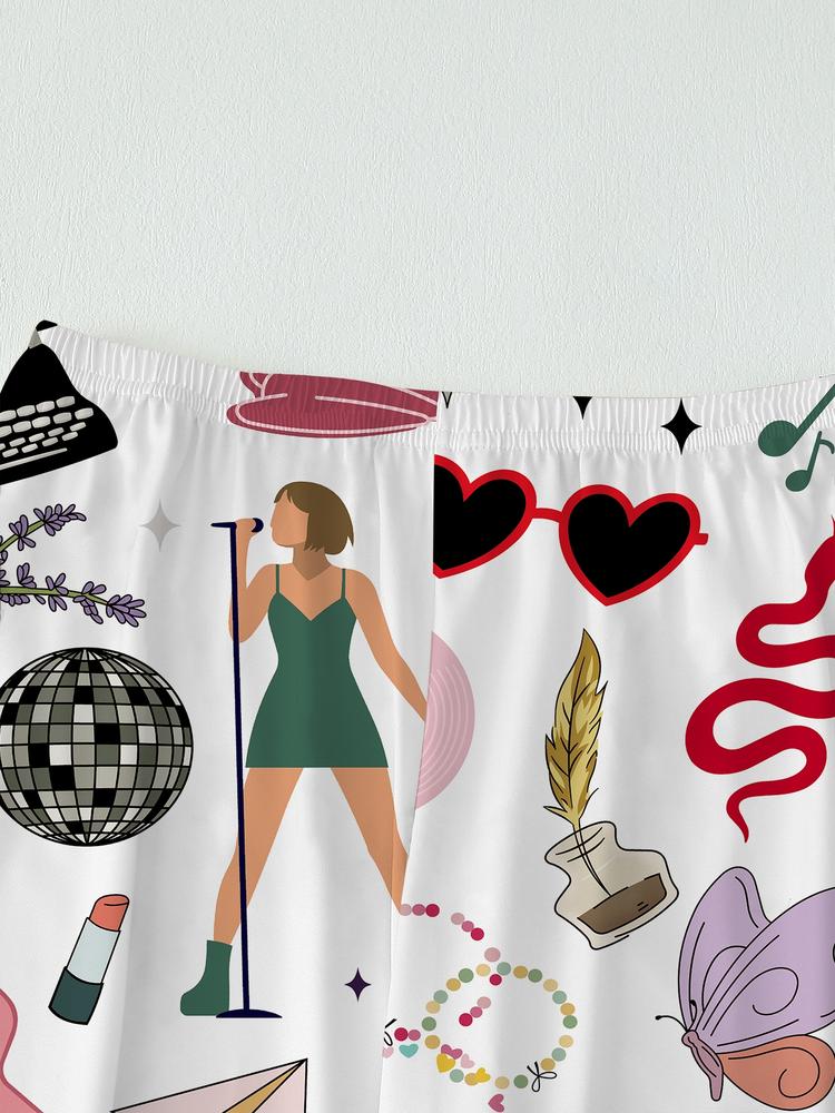 In my showgirl Women's Elegant Long Sleeve Pajama Set, Comfortable All over Print Sleepwear, Fitted Home Wear for Fall & Winter, Perfect Gift for Fans，cozy chic pajamas ,music Lovers