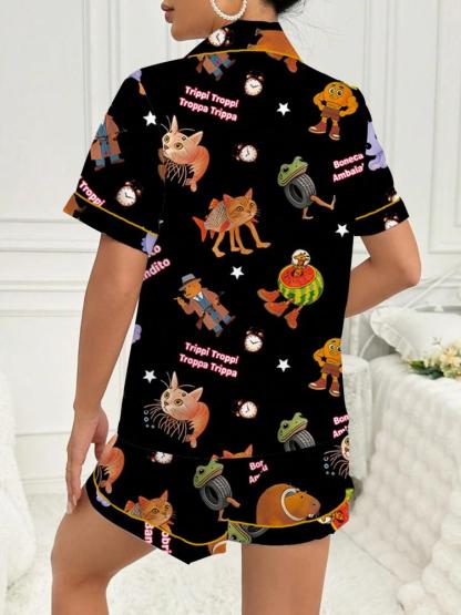 brain rot Teen Boys' Sleepwear Set, Fun Game Night, Role-Playing Party Wear, Cartoon Pattern Home Clothes, Cartoon Print Pajama, birthday&Christmas gifts,