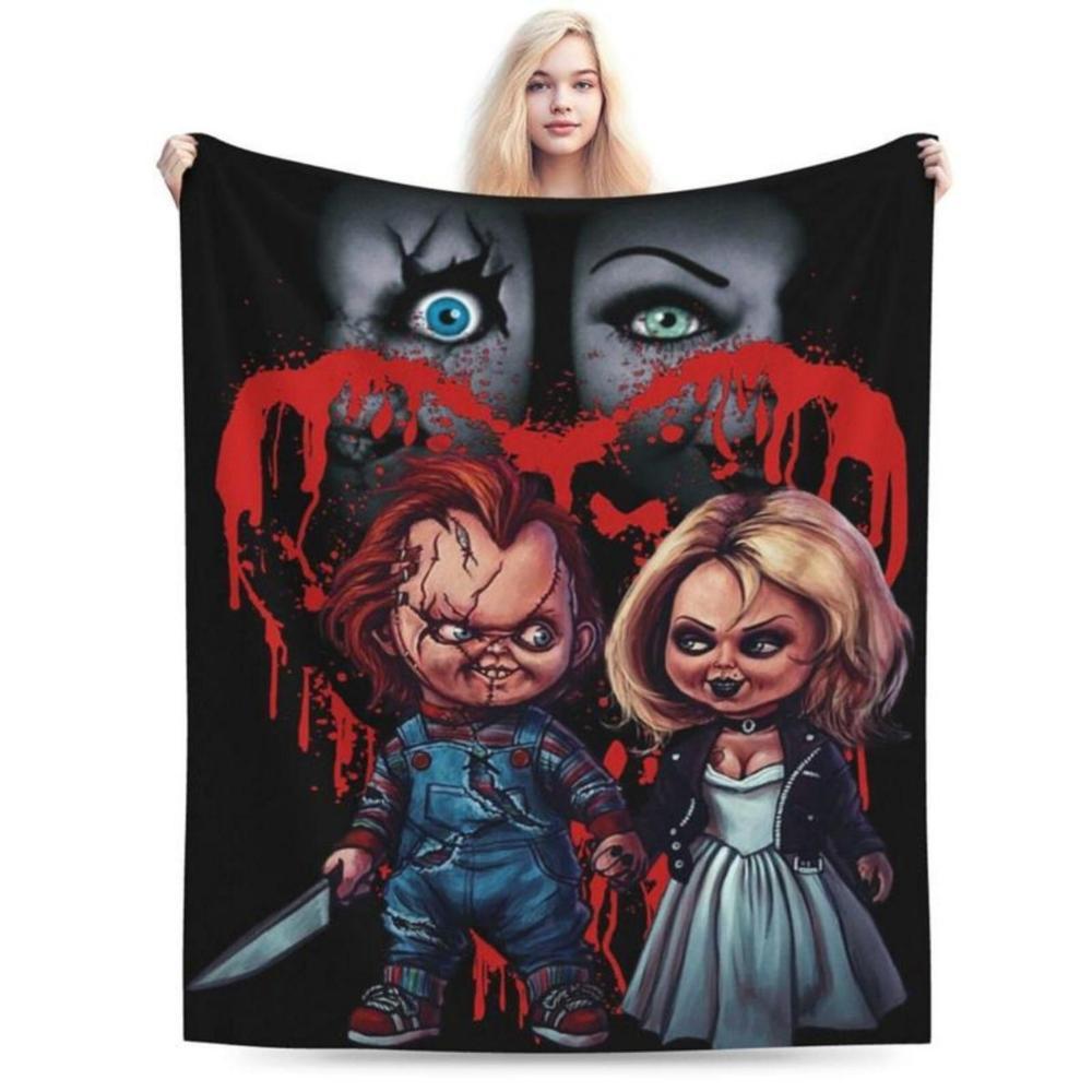 Soft Funny Throw Blanket Horror Movie Blanket Chucky Halloween Fleece Blanket Super Cozy Warm Fleece Fluffy Plush Lightweight Bedding Quilts For All Season Bed Sofa Couch