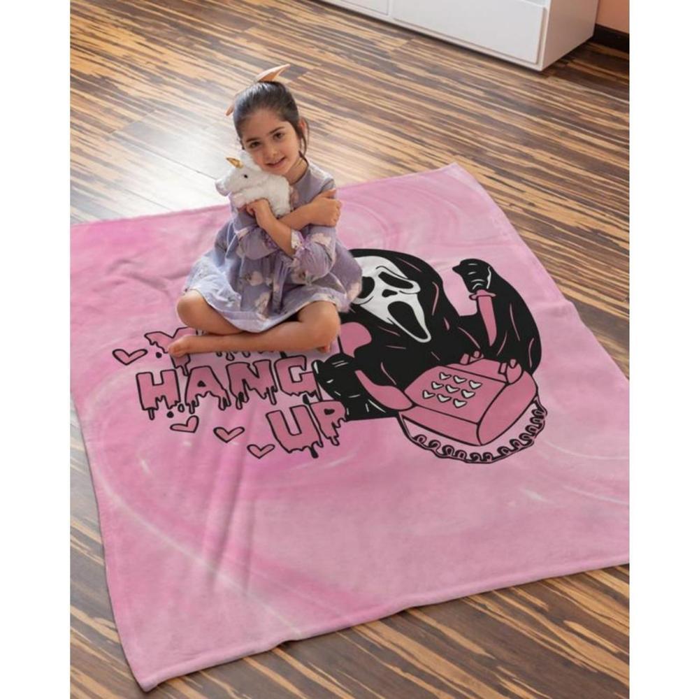 Soft Funny Throw Blanket No You Hang Up Pink Horror Ghost Fleece Cozy Lightweight Thick Fuzzy Plush Blankets Throws- Halloween Valentine's Day Gifts For Bedroom Bed Sofa