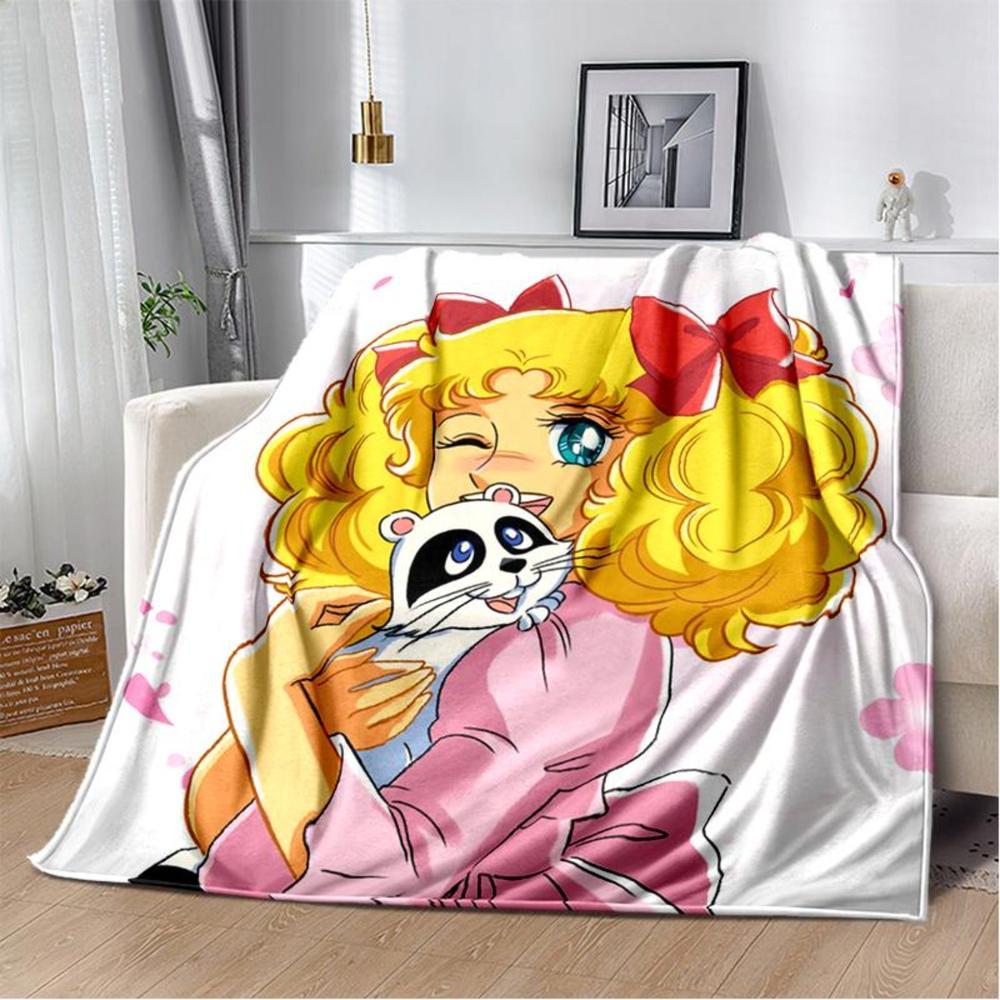 Soft Funny Throw Blanket Candy Candy Girl Cartoon Anime Plush Flannel Blanket For Living Room Bedroom Sofa Kid'S Gift