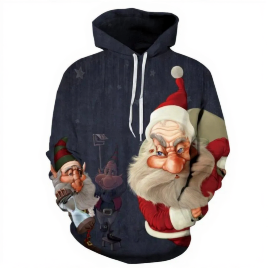 Long Sleeve Strange Santa Claus 3D Christmas Pattern Hoodie