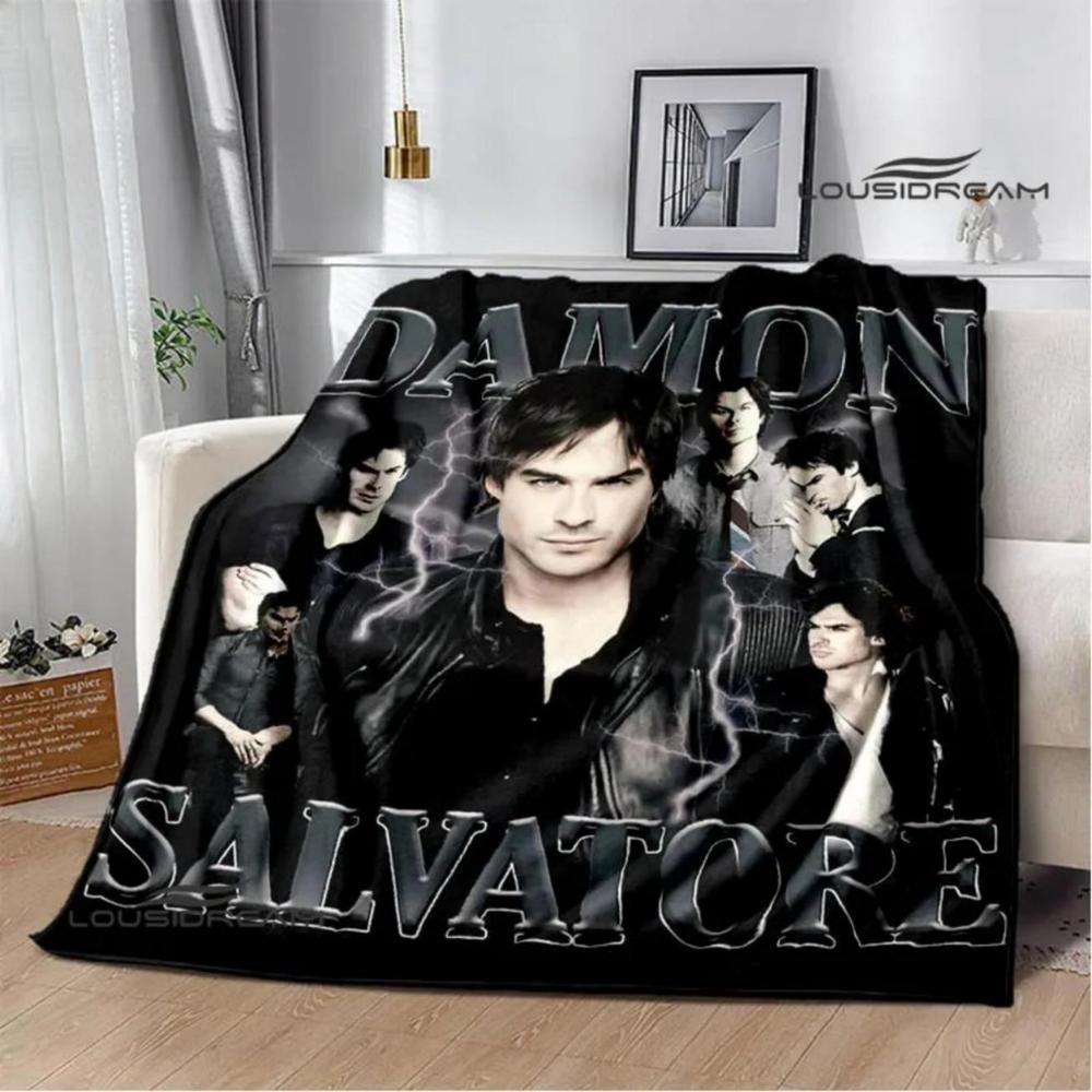 Soft Funny Throw Blanket The Vampire Diaries Damon Salvatore Printed Blanket Warm Flannel Blankets And Comfortable Blanket Bed Linings Birthday Gift