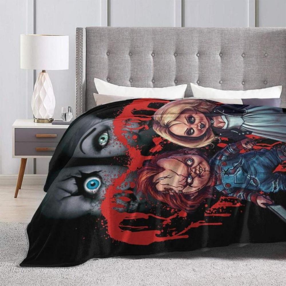 Soft Funny Throw Blanket Horror Movie Blanket Chucky Halloween Fleece Blanket Super Cozy Warm Fleece Fluffy Plush Lightweight Bedding Quilts For All Season Bed Sofa Couch