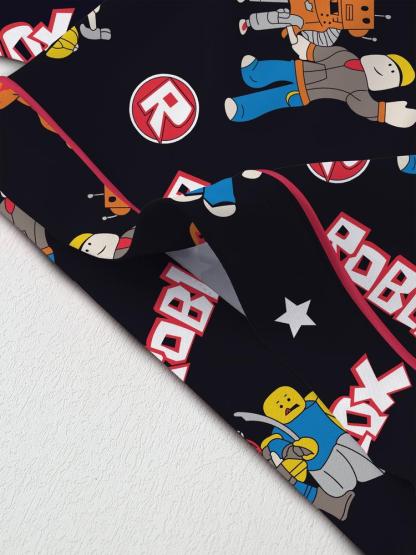 Roblox Boys' Teen Sleepwear Set, Fun Game Night, Role-Playing Party Wear, All Seasons Fitted Home Clothes, Minecraft, Print Sleepwear