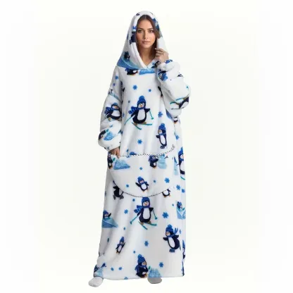 Extra Large Wearable Fleece Blanket Hoodie – Super Soft & Warm, Cozy Hooded Blanket with Sleeves & Big Pocket, Machine Washable, Unisex