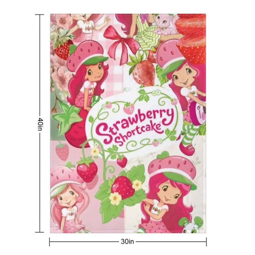 Soft Funny Throw Blanket Strawberry Shortcake Blanket Plush Cartoon Print Blankets,Perfect For Travel Or Home Comfort
