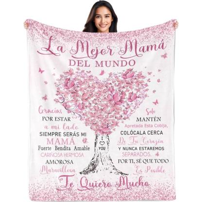 Soft Funny Throw Blanket Regalos Para Mama,Mexican Mom Gifts,Regalos Para Mama En Espa帽ol,Gifts For Mom In Spanish,The Best Mom Gifts Blanket,Mom Birthday Gifts,Mama Gifts,Mom Gifts From Daughters/Son