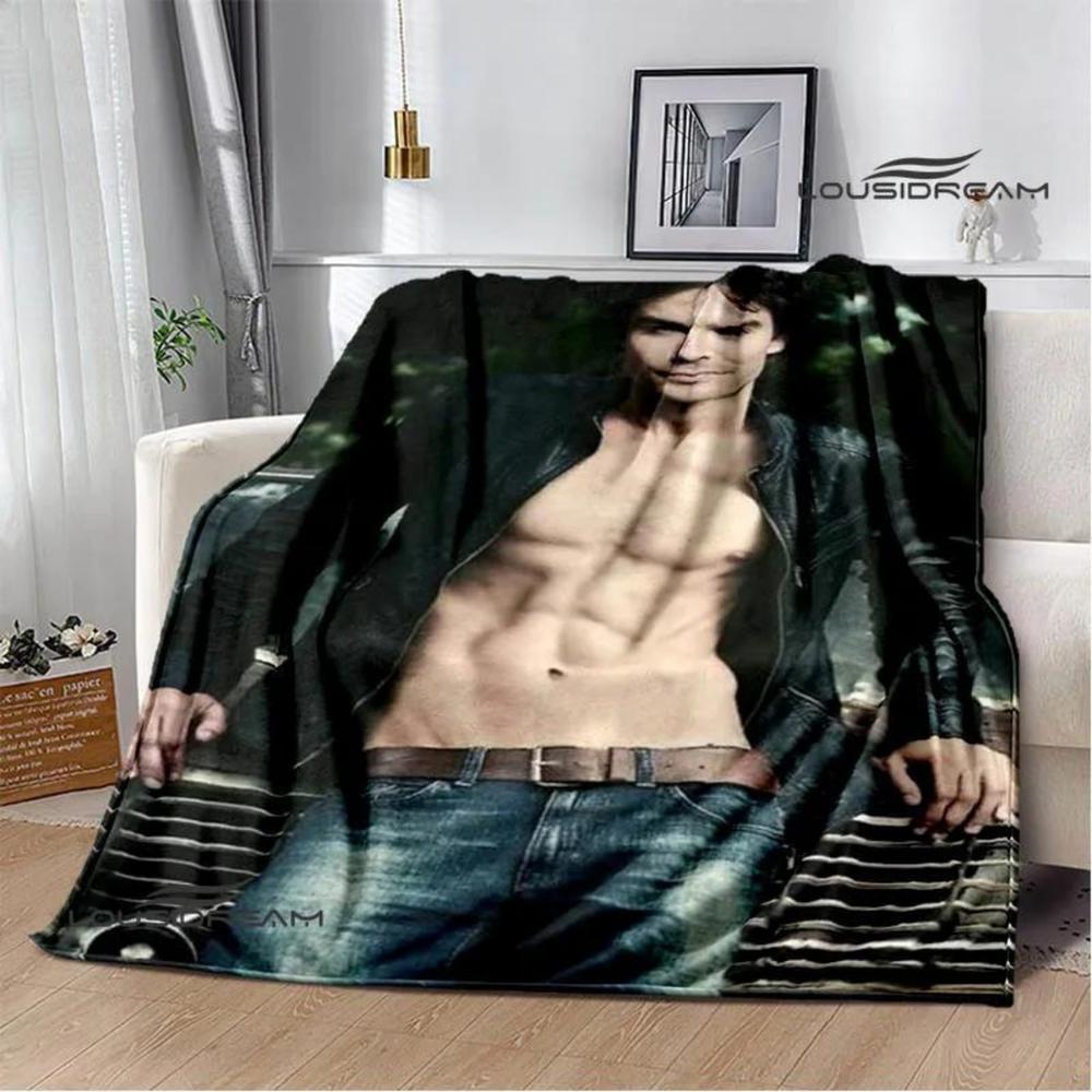Soft Funny Throw Blanket The Vampire Diaries Damon Salvatore Printed Blanket Warm Flannel Blankets And Comfortable Blanket Bed Linings Birthday Gift
