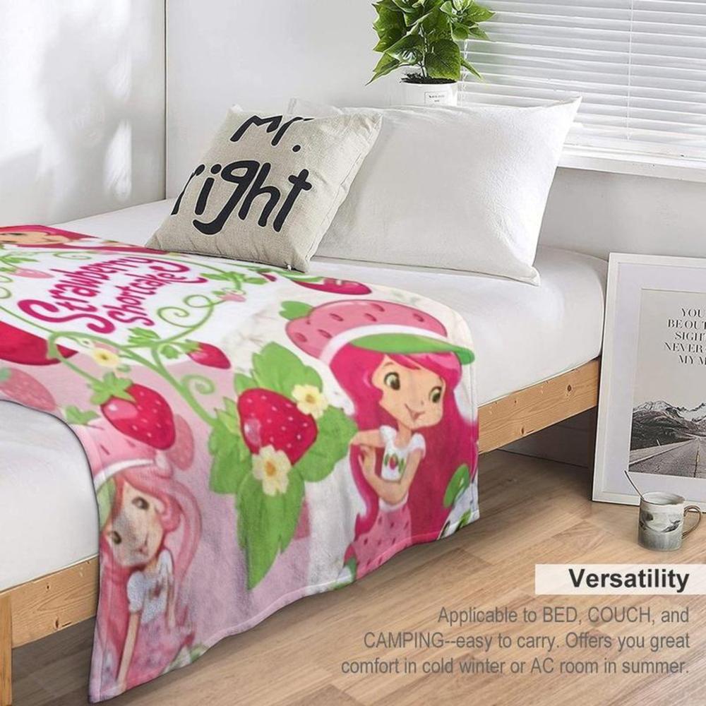 Soft Funny Throw Blanket Strawberry Shortcake Blanket Plush Cartoon Print Blankets,Perfect For Travel Or Home Comfort