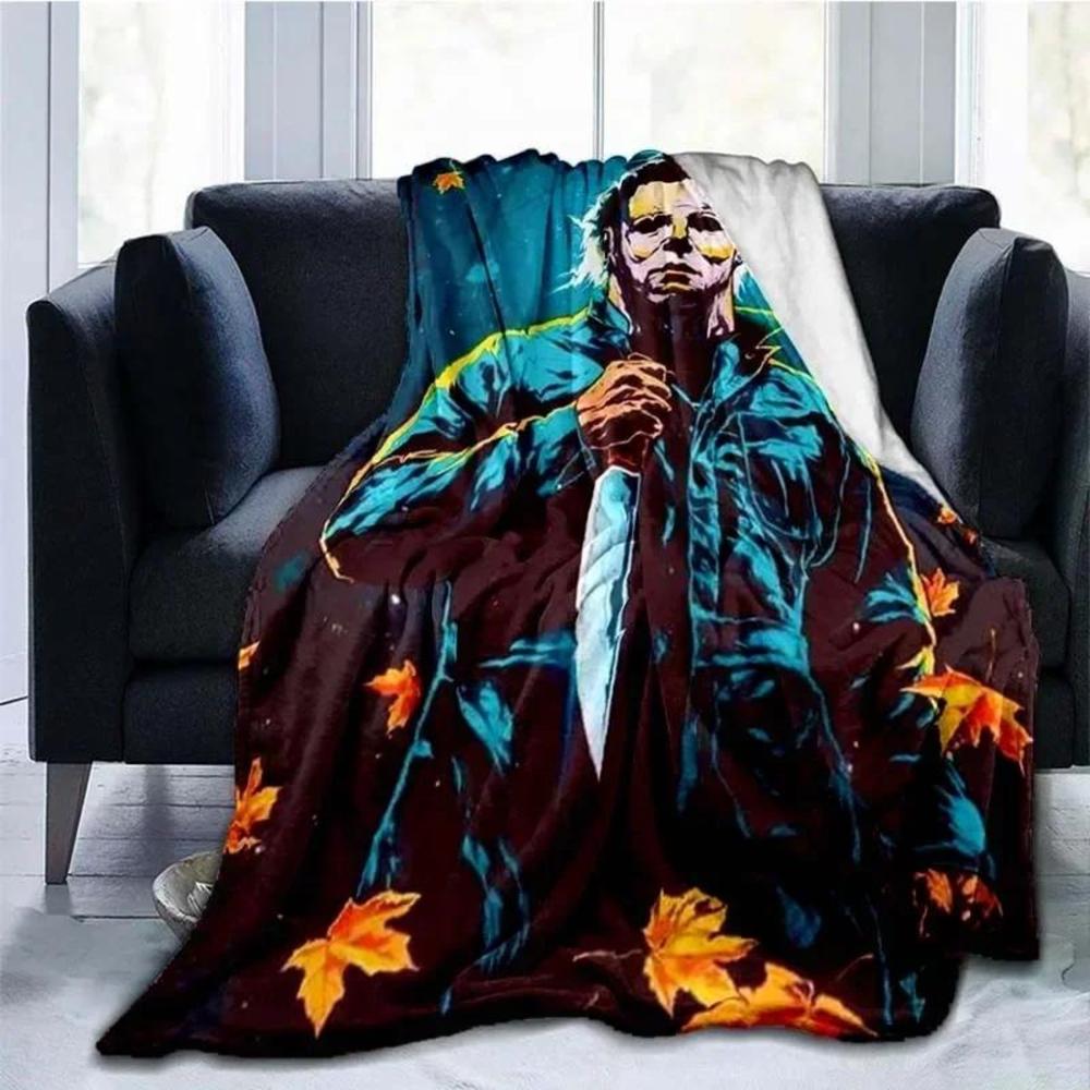 Soft Funny Throw Blanket Michael Myers Blanket Super Plush Flannel Blanket Living Room Bedroom Sofa Blankets For Beds