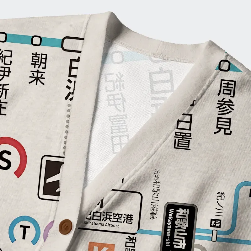 Tokyo-Tiger Tokyo Subway Map Ugly Cardigan Sweater