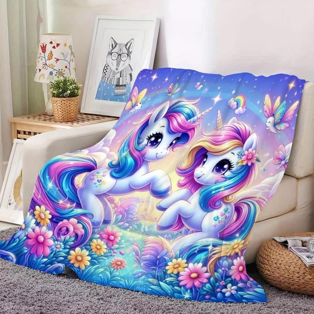 Soft Funny Throw Blanket Cozy Unicorn Flannel ,Warm,and Versatile For 