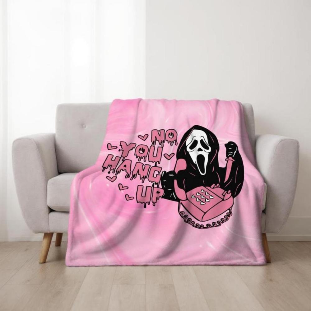 Soft Funny Throw Blanket No You Hang Up Pink Horror Ghost Fleece Cozy 