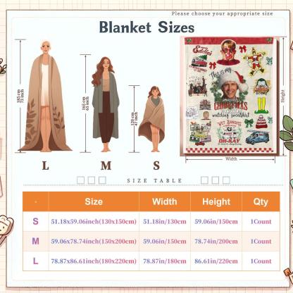 Christmas fleece blanket featuring Home Alone and Christmas Vacation designs with festive movie elements. Cozy, soft, and warm, perfect for holiday décor, bedroom, living room, or office naps. Adds fun and nostalgic Christmas spirit.
