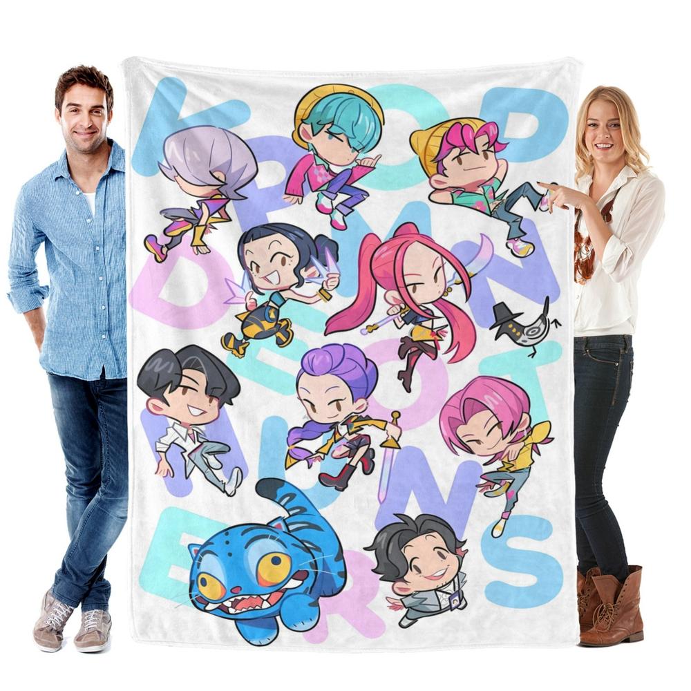 Soft Funny Throw Blanket K-Pop Demon Hunter Star Team Blanket, Flannel Sofa Bed Throw Lightweight All-Season Travel Camping