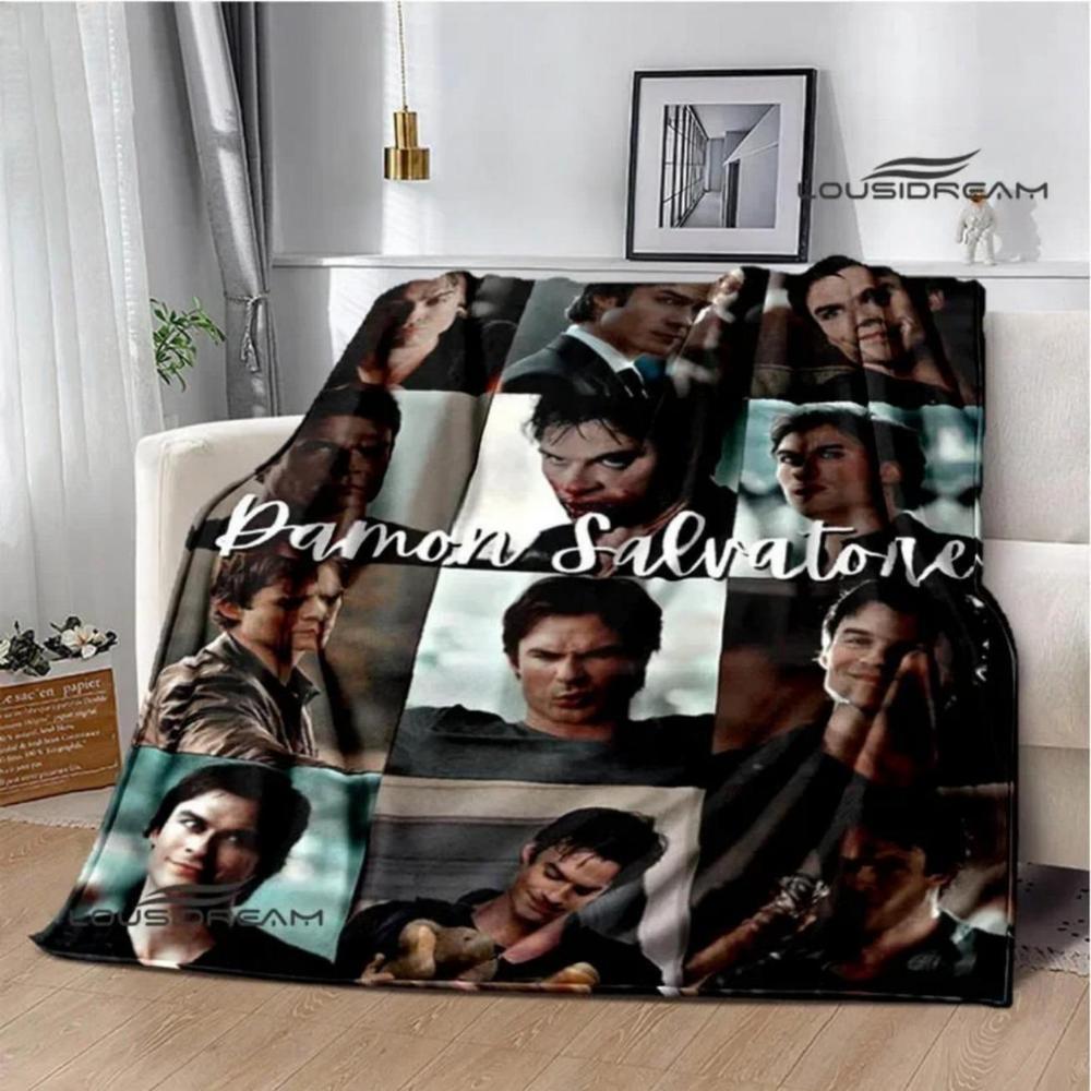 Soft Funny Throw Blanket The Vampire Diaries Damon Salvatore Printed Blanket Warm Flannel Blankets And Comfortable Blanket Bed Linings Birthday Gift