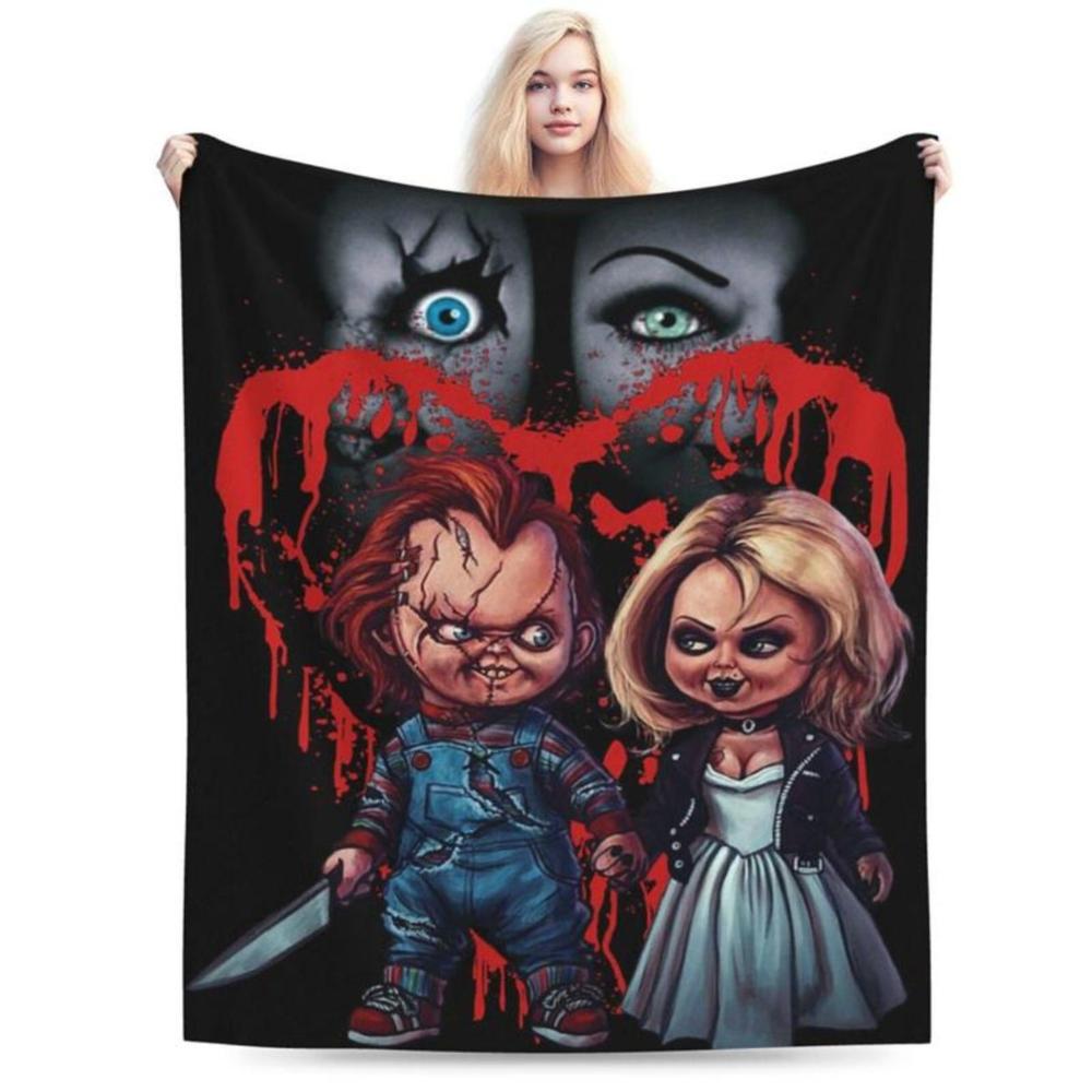 Soft Funny Throw Blanket Horror Movie Blanket Chucky Halloween Fleece Blanket Super Cozy Warm Fleece Fluffy Plush Lightweight Bedding Quilts For All Season Bed Sofa Couch