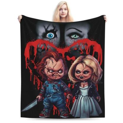 Soft Funny Throw Blanket Horror Movie Blanket Chucky Halloween Fleece Blanket Super Cozy Warm Fleece Fluffy Plush Lightweight Bedding Quilts For All Season Bed Sofa Couch