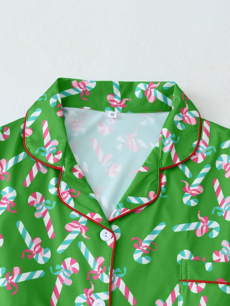 Women's Christmas Pajama Set, Bowknot Design, Long Sleeve & Pants, Fitted Style, Fall Winter Home Wear, Cute Party