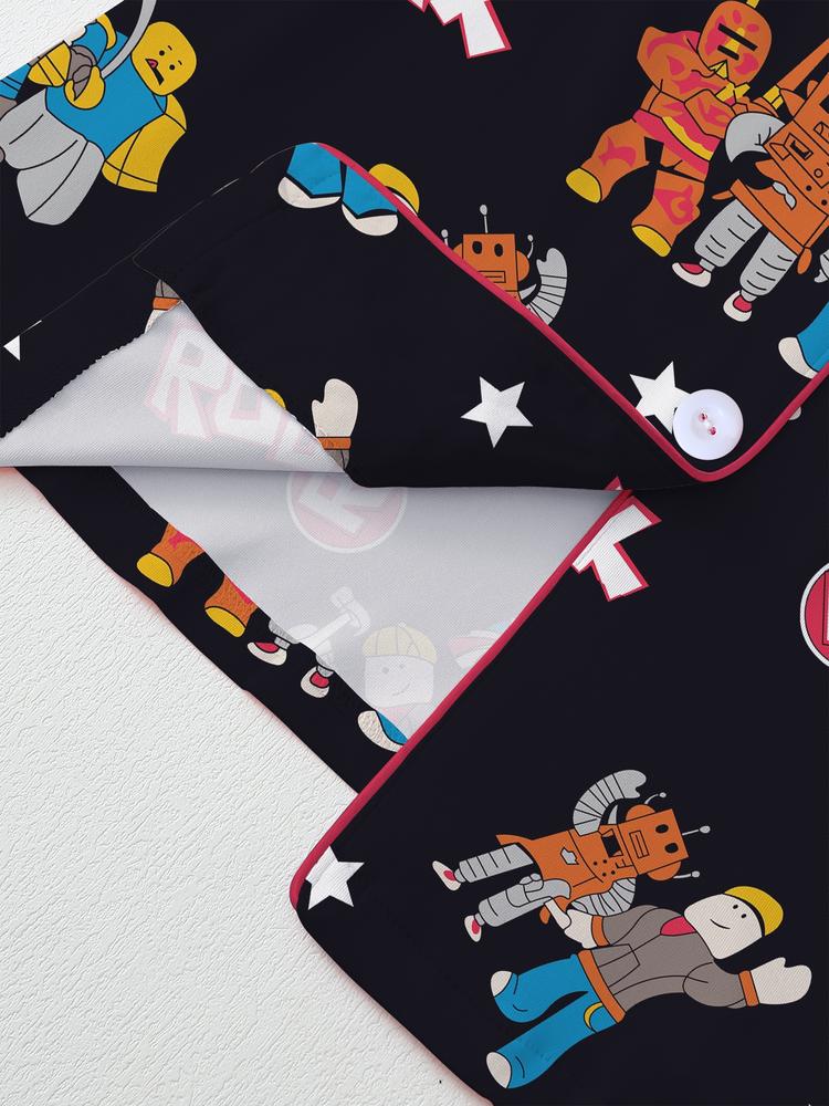 Roblox Boys' Teen Sleepwear Set, Fun Game Night, Role-Playing Party Wear, All Seasons Fitted Home Clothes, Minecraft, Print Sleepwear