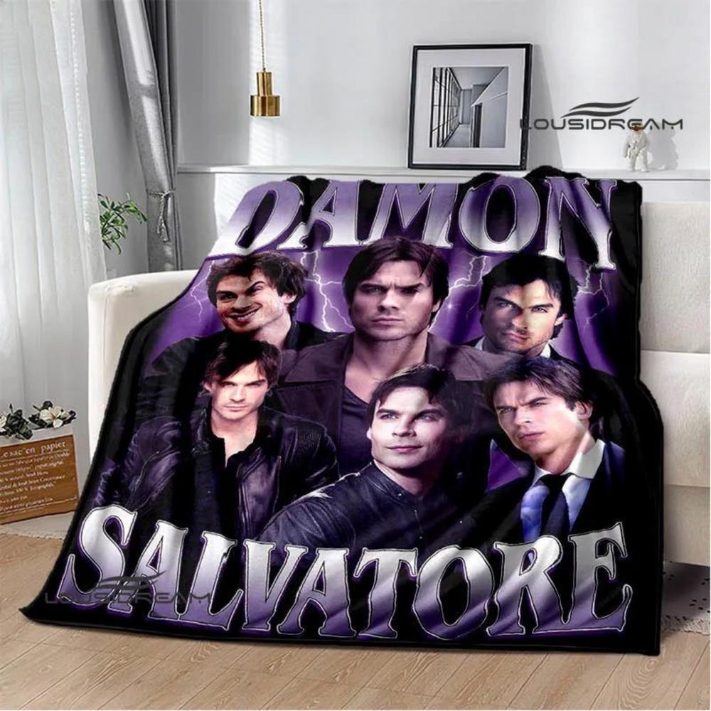 Soft Funny Throw Blanket The Vampire Diaries Damon Salvatore Printed Blanket Warm Flannel Blankets And Comfortable Blanket Bed Linings Birthday Gift