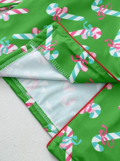 Women's Christmas Pajama Set, Bowknot Design, Long Sleeve & Pants, Fitted Style, Fall Winter Home Wear, Cute Party