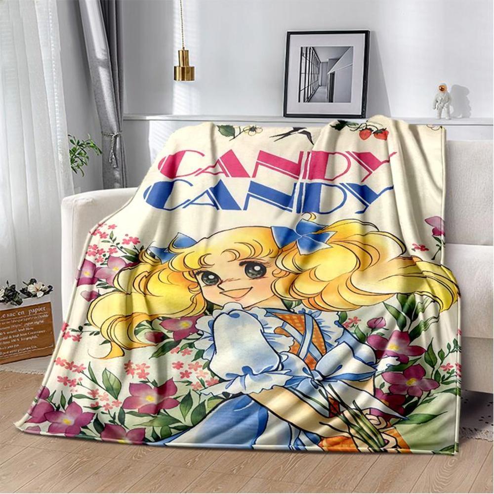 Soft Funny Throw Blanket Candy Candy Girl Cartoon Anime Plush Flannel Blanket For Living Room Bedroom Sofa Kid'S Gift