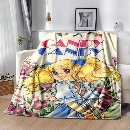 Soft Funny Throw Blanket Candy Candy Girl Cartoon Anime Plush Flannel Blanket For Living Room Bedroom Sofa Kid'S Gift