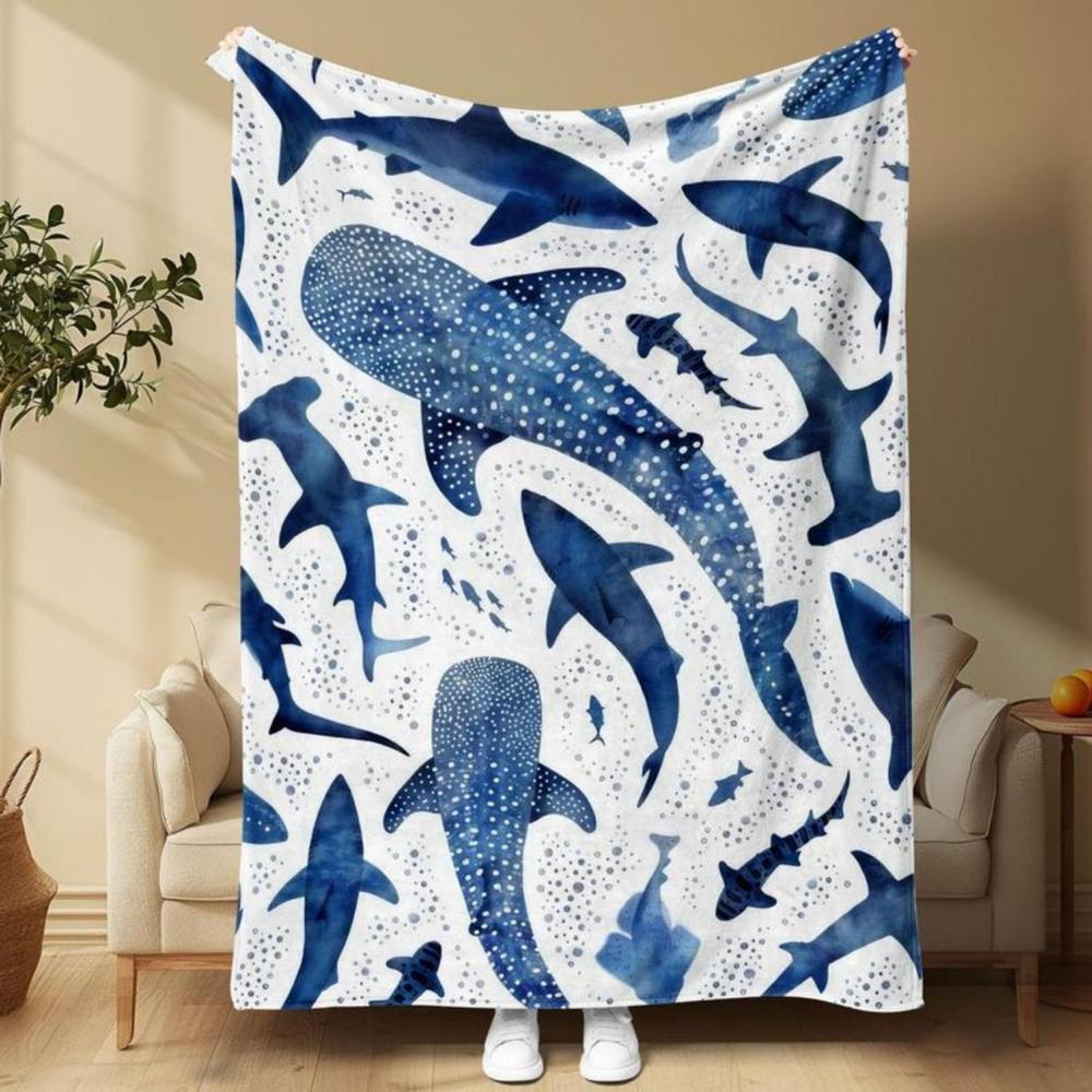 Soft Funny Throw Blanket Shark Pattern Blanket,Warm,Air-Conditioned Ro