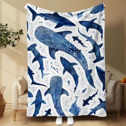 Soft Funny Throw Blanket Shark Pattern Blanket,Warm,Air-Conditioned Room,Warm Nap For Home Office Travel