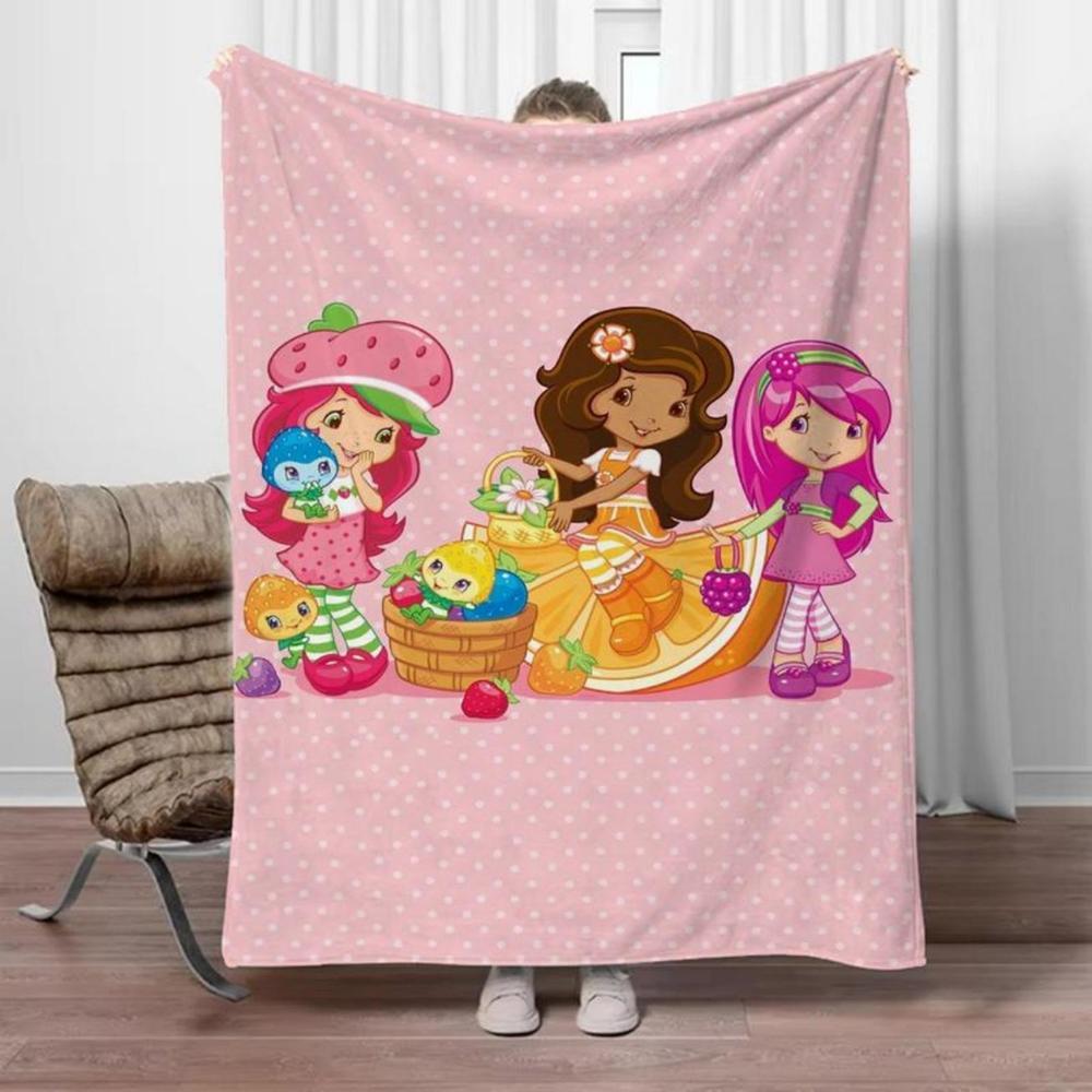 Soft Funny Throw Blanket Strawberry Shortcake Microfiber Blanket King Size Designer For Sofa Luxury Home Interior Blankets For Adults Knee