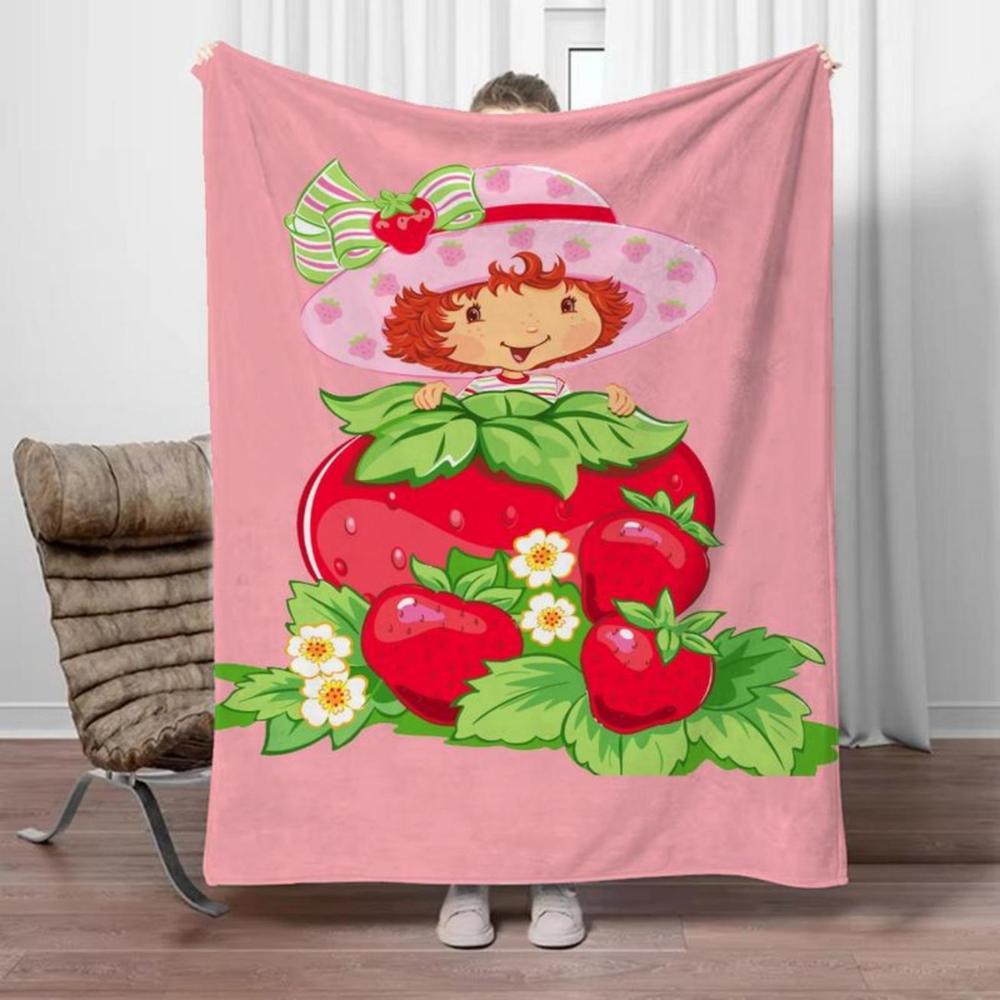 Soft Funny Throw Blanket Strawberry Shortcake Microfiber Blanket King Size Designer For Sofa Luxury Home Interior Blankets For Adults Knee