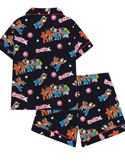 Roblox Boys' Teen Sleepwear Set, Fun Game Night, Role-Playing Party Wear, All Seasons Fitted Home Clothes, Minecraft, Print Sleepwear
