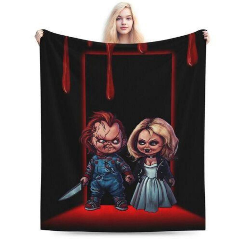 Soft Funny Throw Blanket Horror Movie Blanket Chucky Halloween Fleece Blanket Super Cozy Warm Fleece Fluffy Plush Lightweight Bedding Quilts For All Season Bed Sofa Couch