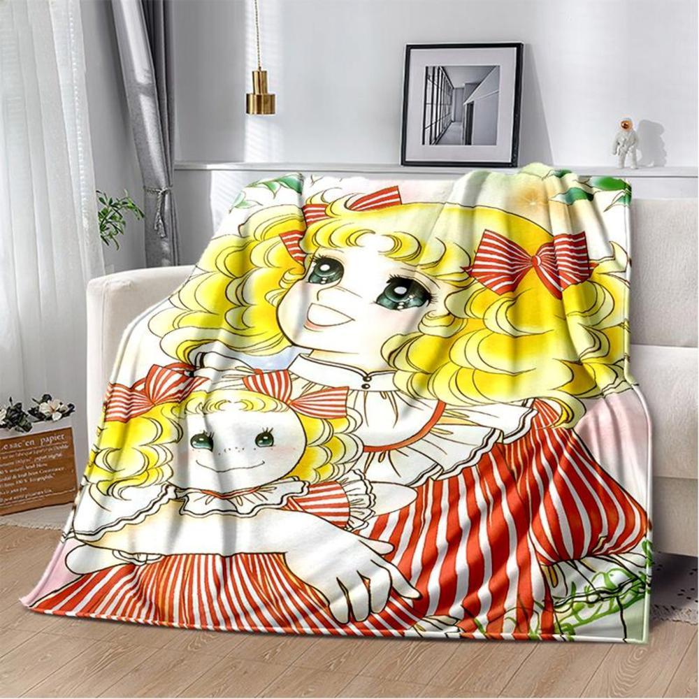 Soft Funny Throw Blanket Candy Candy Girl Cartoon Anime Plush Flannel Blanket For Living Room Bedroom Sofa Kid'S Gift