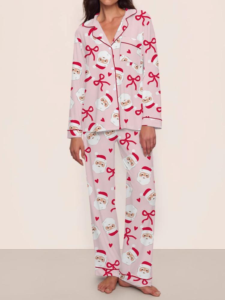 【Christmas Pajamas】Women's Christmas Pajama Set, Cute Santa Claus Bowk