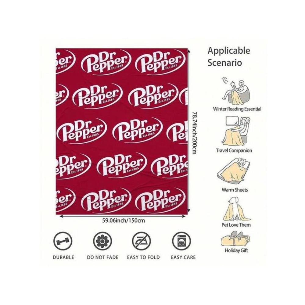 Soft Funny Throw Blanket Flannel Versatile For Sofa,Bed,Office,Camping Cozy Nap Blanket With Dr. Pepper