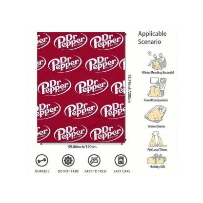 Soft Funny Throw Blanket Flannel Versatile For Sofa,Bed,Office,Camping Cozy Nap Blanket With Dr. Pepper