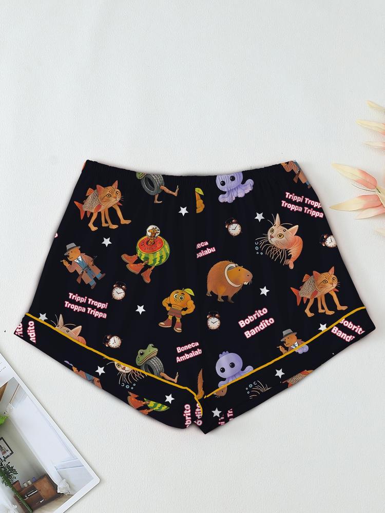 brain rot Teen Boys' Sleepwear Set, Fun Game Night, Role-Playing Party Wear, Cartoon Pattern Home Clothes, Cartoon Print Pajama, birthday&Christmas gifts,