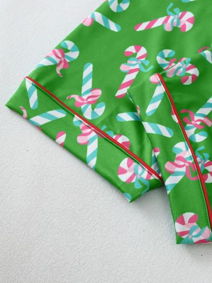 Women's Christmas Pajama Set, Bowknot Design, Long Sleeve & Pants, Fitted Style, Fall Winter Home Wear, Cute Party