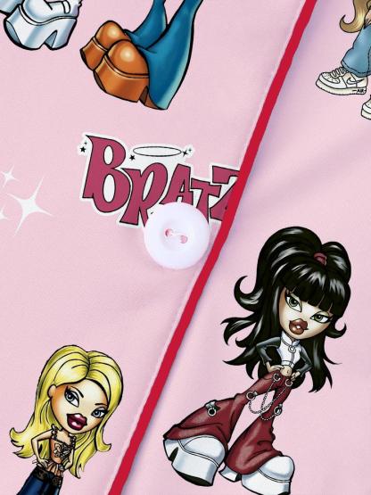 Y2K pajamas,doll pajamas,Autumn Winter Women's Pajamas Set, Cute Elegant Long Sleeve Top & Pants, Fitted Home Wear, All over Graphic Pattern, Moderate Fabric