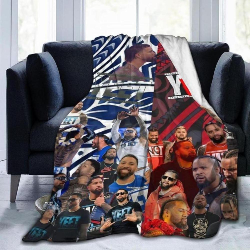 Soft Funny Throw Blanket Jey Wresting USO Flannel Novelty Blanket,Luxury Fleece For Couch Bed Sofa Sleeping,Men Lightweight Warm Plush Air Condition Blankets
