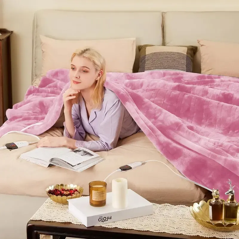 Print-aura® Electric Heated Blanket – 6 Heat Settings, Flannel Sherpa, Machine Washable, Auto-Off, Cozy Full-Body Warmth for Winter