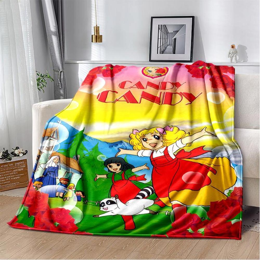 Soft Funny Throw Blanket Candy Candy Girl Cartoon Anime Plush Flannel Blanket For Living Room Bedroom Sofa Kid'S Gift